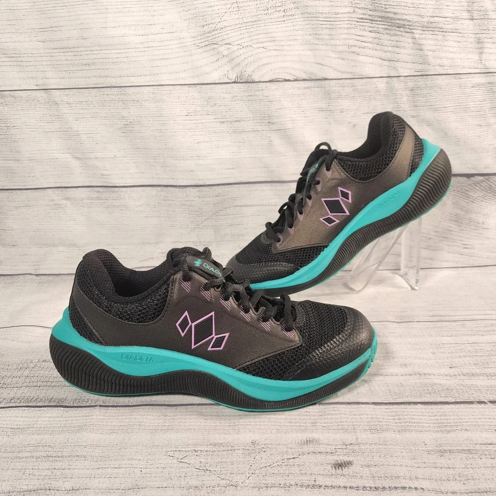 Diadem Court Shoes Womens 7.5 Black Teal Purple Tennis Pickleball CS20006 C01